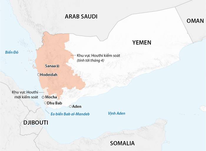 Khu vực Houthi kiểm soát. Đồ họa: CNN
