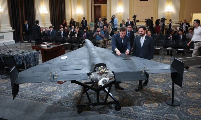 UAV Shahed-136 của Iran trưng bày tại Đồi Capitol hồi tháng 5/2025. Ảnh: AFP