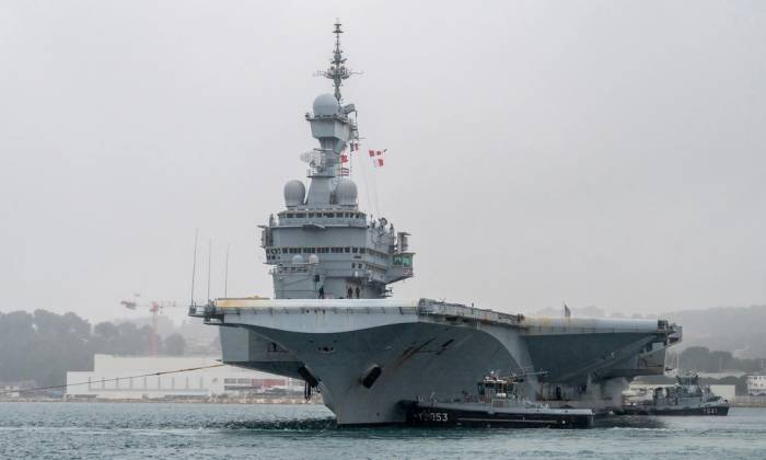 Tàu sân bay Charles de Gaulle tại Toulon, Pháp ngày 27/1. Ảnh: Hải quân Pháp