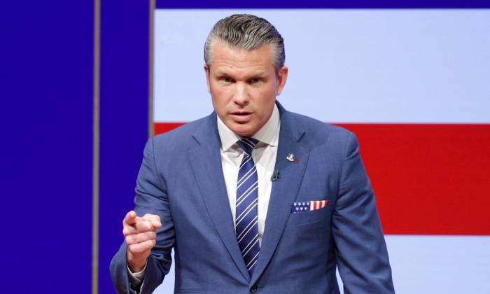 Ông Hegseth phát biểu tại căn cứ Quantico tại bang Virginia, Mỹ hôm 30/9. Ảnh: AP