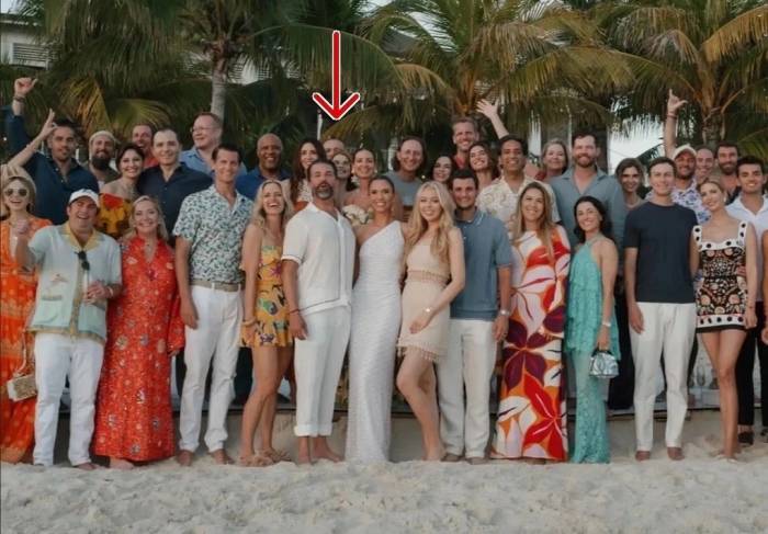 Umar Kremlev (mũi tên đỏ) trong đám cưới của Donald Trump Jr. và Bettina Trump tại Bahamas hồi tháng 5. Ảnh: ProPublica