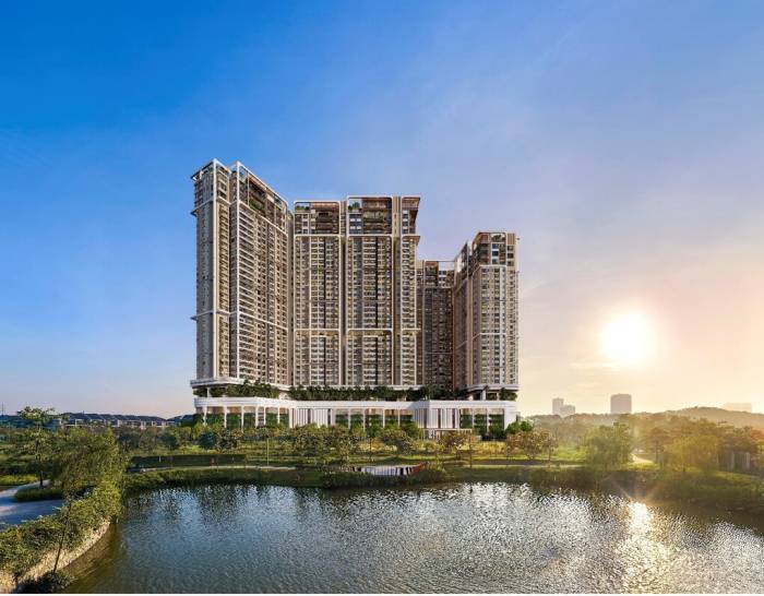 Le Parc Place nằm kề bên công viên trung tâm và hồ cảnh quan. Ảnh: ParkCity Hanoi