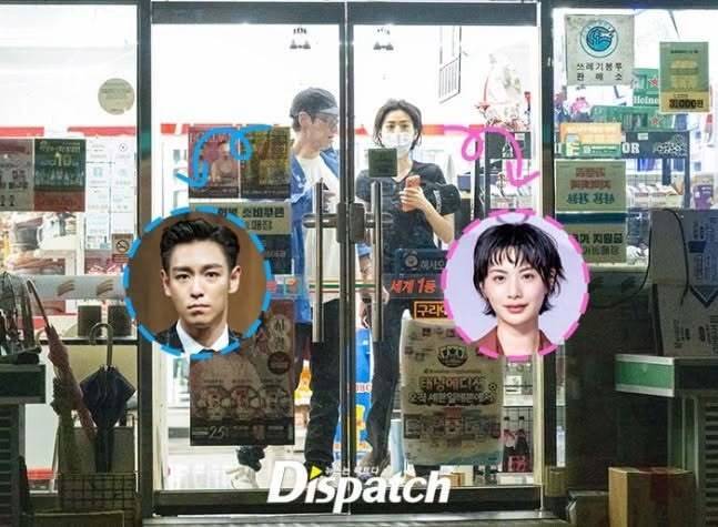 T.O.P và Nana ở cửa hàng tiện lợi. Ảnh: Dispatch