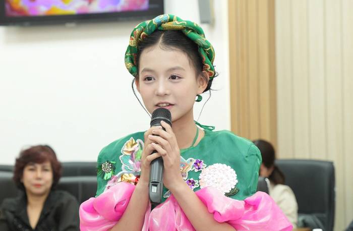 Ali Thục Phương trong lễ công bố chương trình tại Hà Nội. Ảnh: Ban tổ chức cung cấp