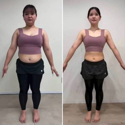 Aya trước (trái) và sau quá trình tập luyện, điều chỉnh chế độ ăn uống. Ảnh: NetLab