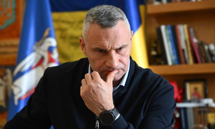 Thị trưởng Klitschko trong cuộc phỏng vấn tại Kiev hôm 8/10. Ảnh: AFP