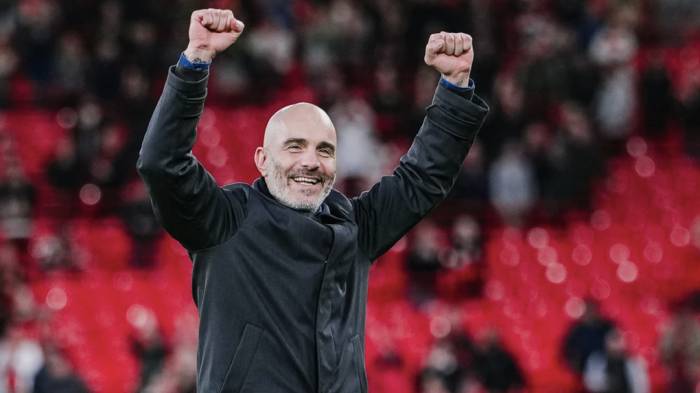 HLV Enzo Maresca vui mừng sau trận. Ảnh: Man City