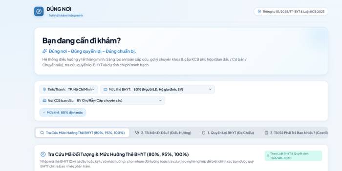 Giao diện của ứng dụng Đúng nơi đang trong quá trình phát triển. Ảnh chụp màn hình