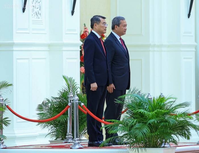 Thủ tướng Campuchia Hun Manet chủ trì lễ đón chính thức Thủ tướng Lê Minh Hưng. Ảnh: chinhphu.vn