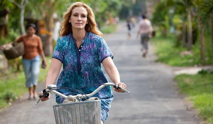 Diễn viên Julia Robert vào vai nhân vật nữ chính trong bộ phim Eat, Pray, Love (Ăn, cầu nguyện và yêu), kể về hành trình một người phụ nữ tìm lại bản thân sau đổ vỡ hôn nhân. Ảnh: MSN