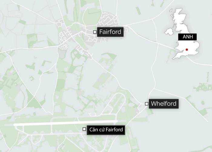 Vị trí căn cứ Fairford tại Anh. Đồ họa: Sky News