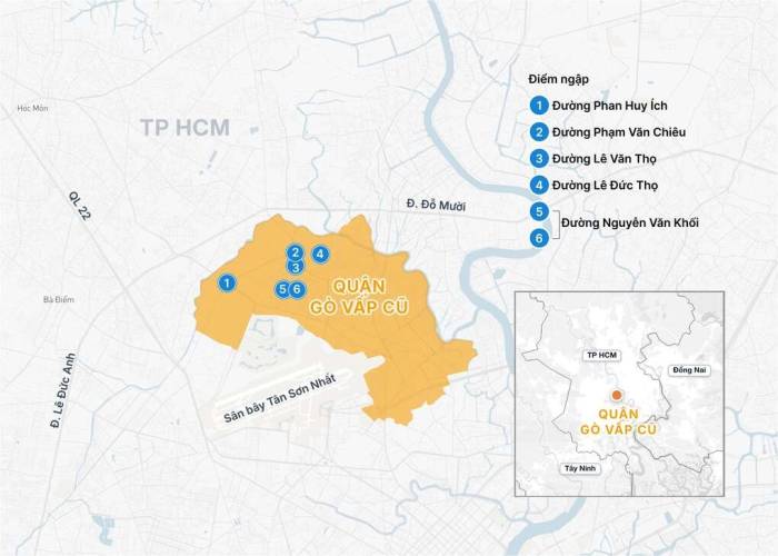 Vị trí khu vực quận Gò Vấp cũ. Đồ họa: Hoàng Thanh