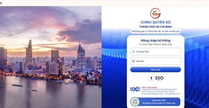 Giao diện Chính quyền số TP Hồ Chí Minh trên giao diện máy tính. Ảnh chụp màn hình