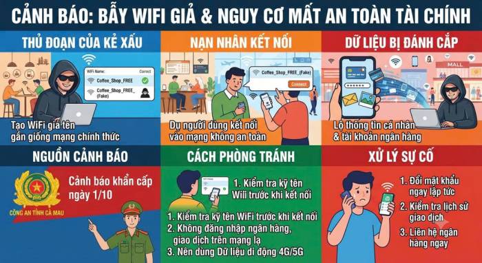 Công an cảnh báo người dùng mạng wifi công cộng. Ảnh minh hoạ