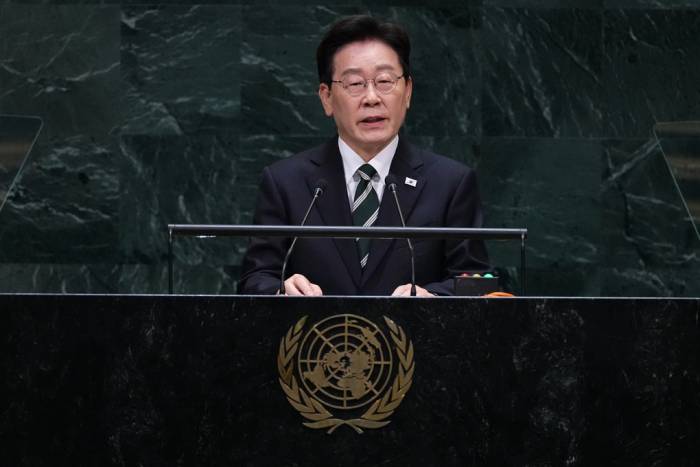 Tổng thống Hàn Quốc Lee Jae Myung phát biểu tại trụ sở Liên Hợp Quốc ngày 22/9. Ảnh: AP