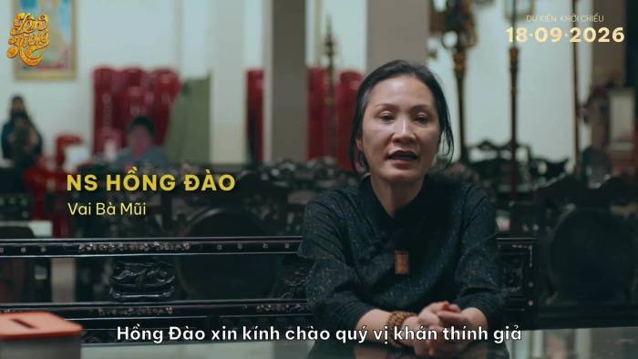 Hồng Đào trong hậu trường phim Lên hương - ra rạp vào tháng 9
