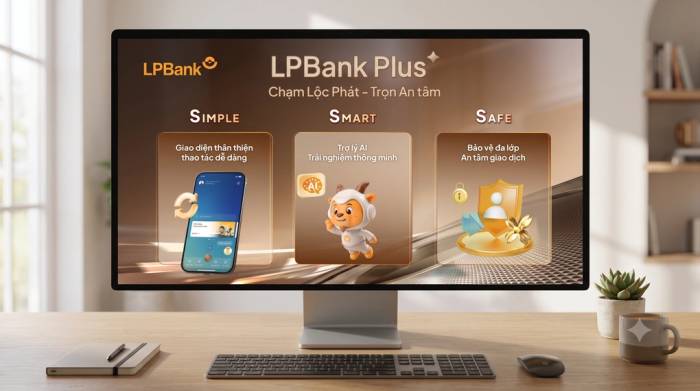 LPBank Plus phát triển theo định hướng AI-first (tích hợp trí tuệ nhân tạo), dựa trên mô hình trải nghiệm 3S - Simple, Smart, Safe. Ảnh: LPBank